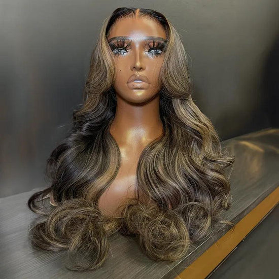7x5 13x4 Couches Glueless Blond Cendré Perruque Sans Colle Body Wave Frontal Wig - SHINE HAIR