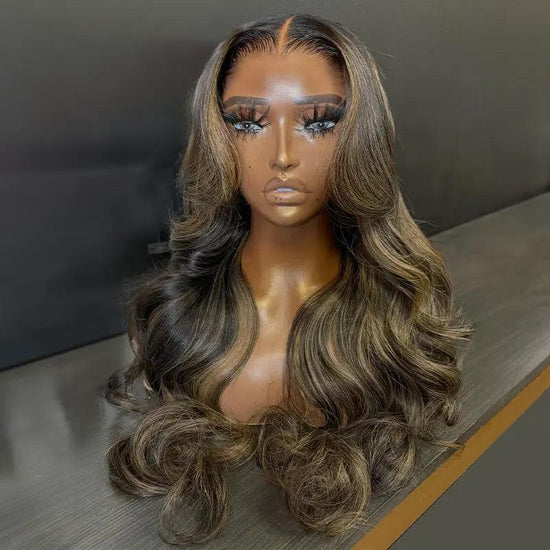 7x5 13x4 Couches Glueless Blond Cendré Perruque Sans Colle Body Wave Frontal Wig - SHINE HAIR