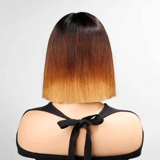 7x5 13x4 Elégant Brun Ombré Glueless Minimaliste Bob Perruque Sans Colle Lisse - SHINE HAIR