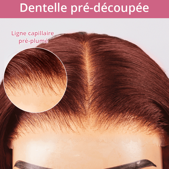 7x5 13x4 Glamour Glueless Brun Rougeâtre Bob Bouclée Perruque Sans Colle 3s Wear Go - SHINE HAIR