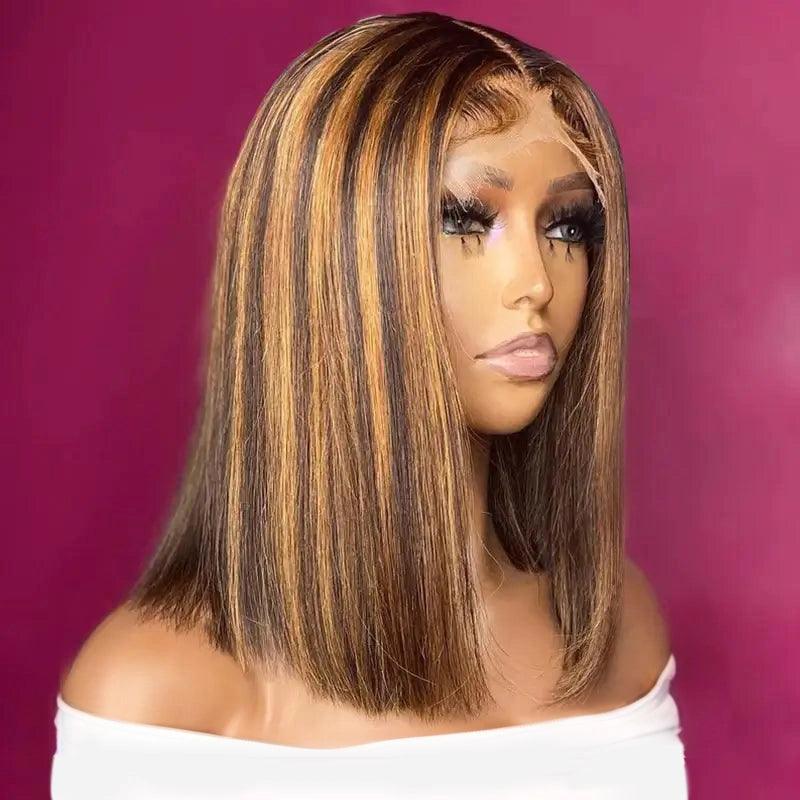 7x5 13x4 Glueless #4/27 Highlight Marron Colored Perruques sans colle Straight - SHINE HAIR