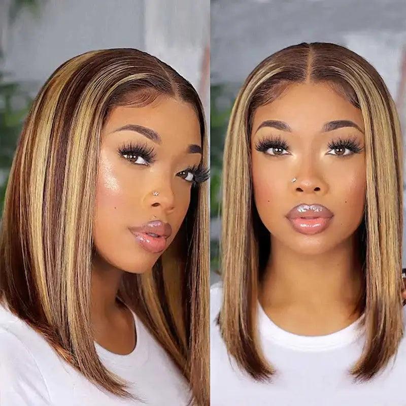 7x5 13x4 Glueless #4/27 Highlight Marron Colored Perruques sans colle Straight - SHINE HAIR