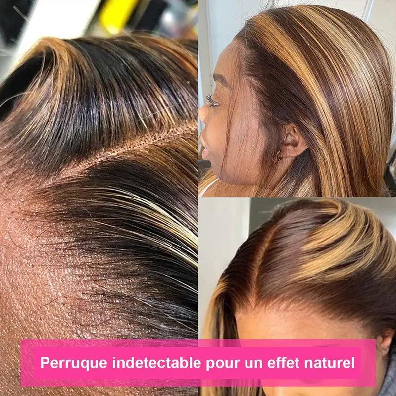 7x5 13x4 Glueless #4/27 Highlight Marron Colored Perruques sans colle Straight - SHINE HAIR