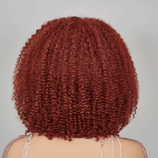 7x5 13x4 Glueless Bob Brun Rougeâtre Kinky Curly Perruque Sans Colle - SHINE HAIR