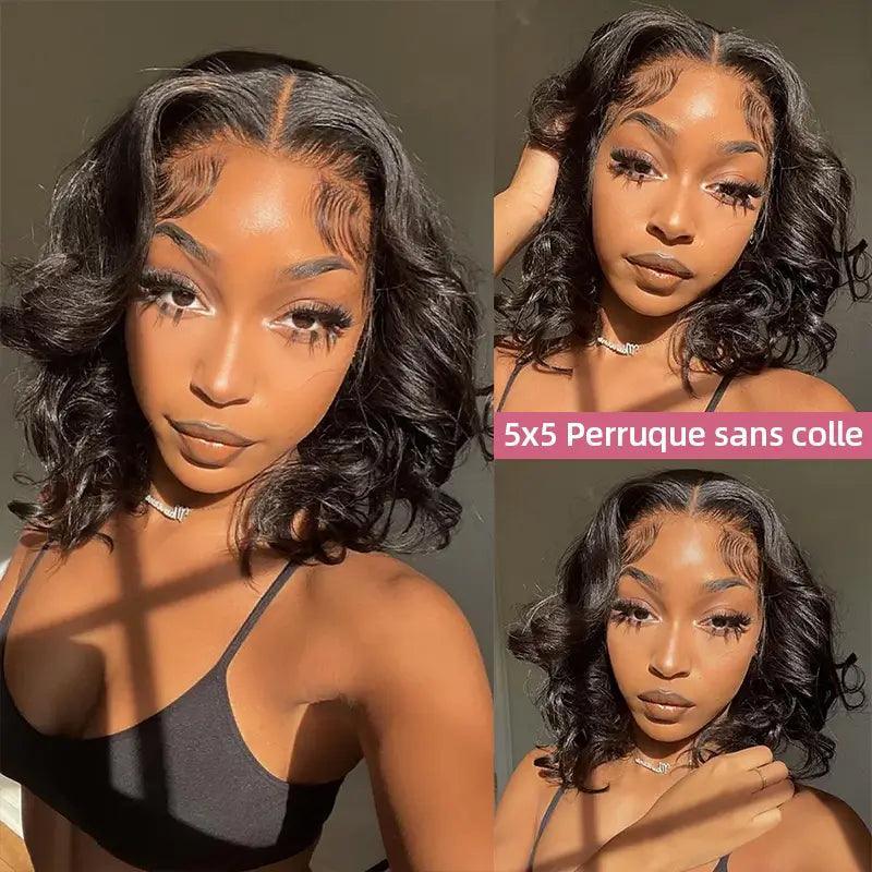 7x5 13x4 Glueless Bob Perruque Sans Colle Wear Go Cheveux Humains Body Wave - SHINE HAIR