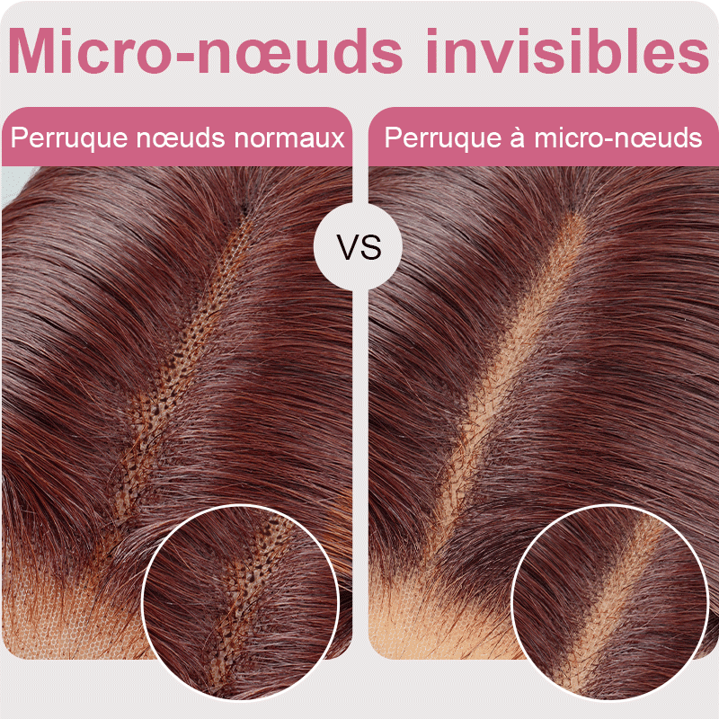 7x5 13x4 Glueless Brun Rougeâtre Foncé Bob Bouclée Perruque Sans Colle - SHINE HAIR