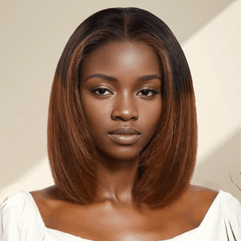 7x5 13x4 Glueless Couche Ombre Highlight Coupe Émoussée Bob Perruque Sans Colle Lisse - SHINE HAIR