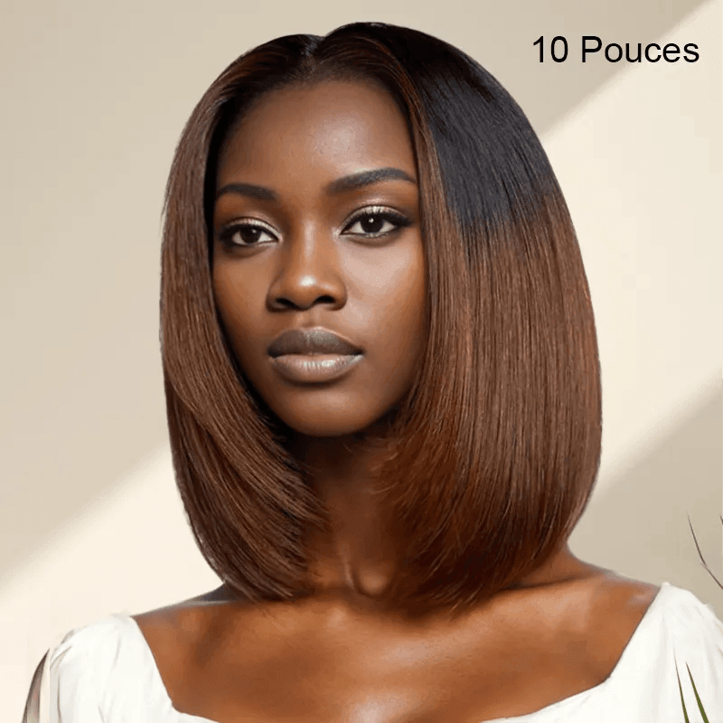 7x5 13x4 Glueless Couche Ombre Highlight Coupe Émoussée Bob Perruque Sans Colle Lisse - SHINE HAIR