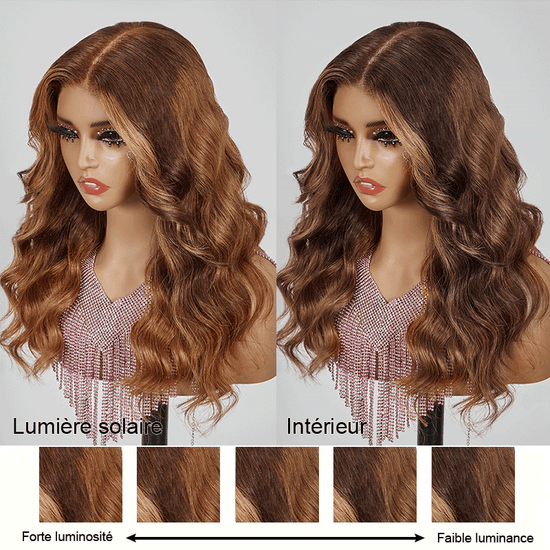 7x5 13x4 Glueless Couleur Brun Miel Prêt À Partir Perruque Sans Colle Body Wave - SHINE HAIR