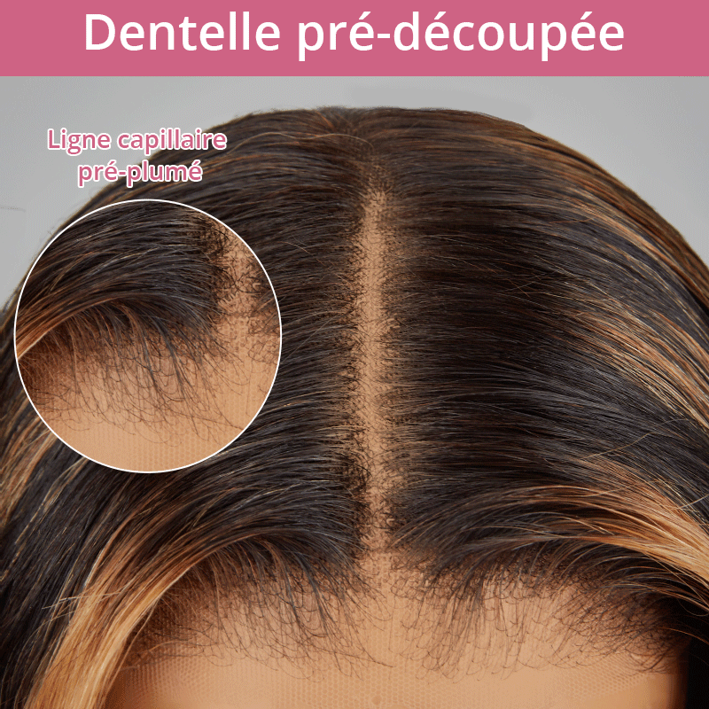 7x5 13x4 Glueless Frange Couches Blonde Highlight Perruque Sans Colle Body Wave - SHINE HAIR