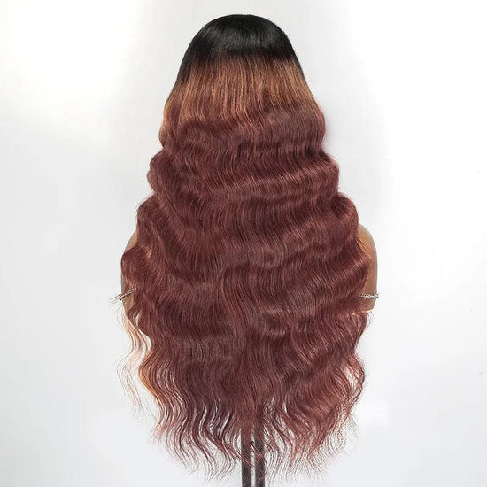 7x5 13x4 Glueless Gradient Brun Rougeâtre Perruque Sans Colle Body Wave Frontal Wig - SHINE HAIR