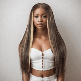 7x5 13x4 Glueless Luisant Highlight Multi-colore Perruque Sans Colle Straight - SHINE HAIR