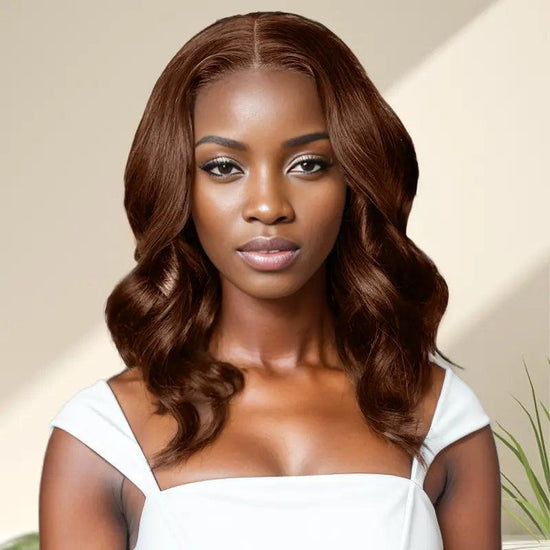 7x5 13x4 Glueless Nouveau Style Brun Chocolat Bob Perruque Sans Colle Body Wave - SHINE HAIR