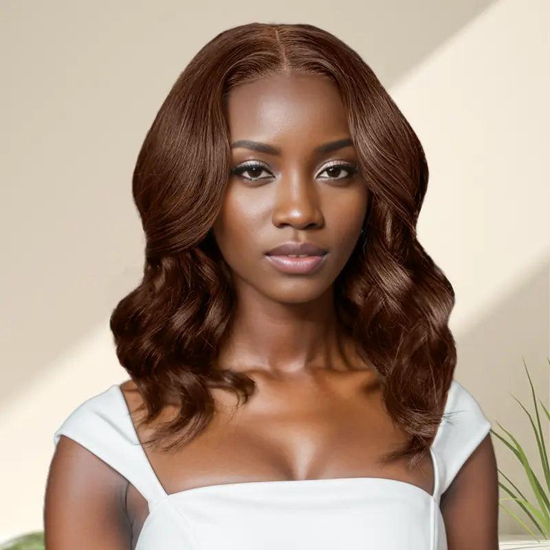 7x5 13x4 Glueless Nouveau Style Brun Chocolat Bob Perruque Sans Colle Body Wave - SHINE HAIR