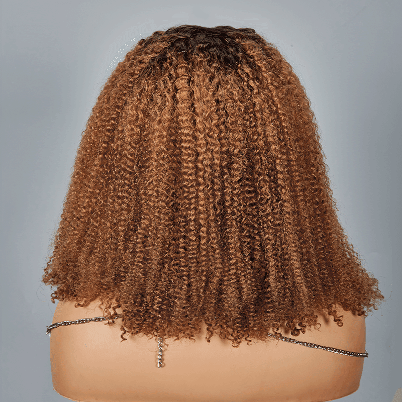 7x5 13x4 Glueless Ombre Brun Miel Bob Kinky Curly Perruque Sans Colle - SHINE HAIR