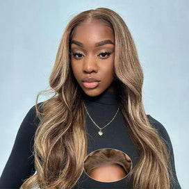 7x5 13x4 Glueless Ombre Highlight Perruque Sans Colle Body Wave Frontal Wig - SHINE HAIR