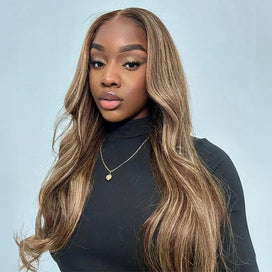 7x5 13x4 Glueless Ombre Highlight Perruque Sans Colle Body Wave Frontal Wig - SHINE HAIR