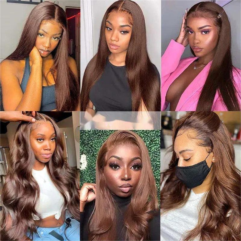 7x5 Perruque Sans Colle Couleur Brun Chocolat Straight Perruques Cheveux Humains - SHINE HAIR