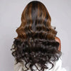 7x5 C Partie Couleur Marron Mélange Noir Perruque Sans Colle Avec Une Frange Body Wave - SHINE HAIR