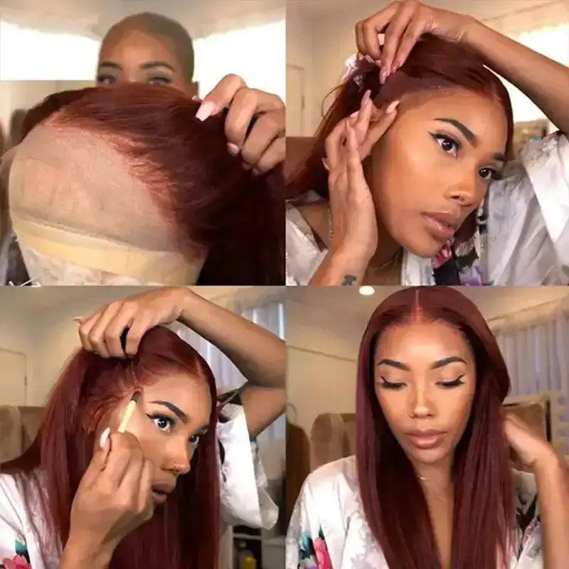7x5 Glueless Bleached Knots Chestnut Brown Perruque Sans Colle Lisse - SHINE HAIR