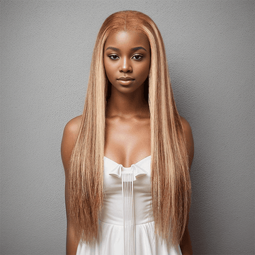 7x5 Glueless Blonde Highlight Perruque Sans Colle Straight Cheveux Humains - SHINE HAIR