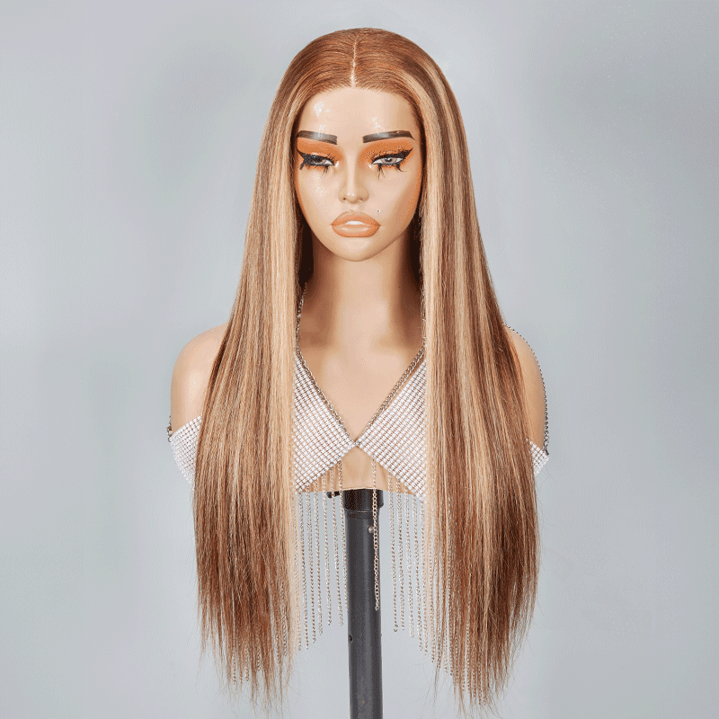 7x5 Glueless Blonde Highlight Perruque Sans Colle Straight Cheveux Humains - SHINE HAIR