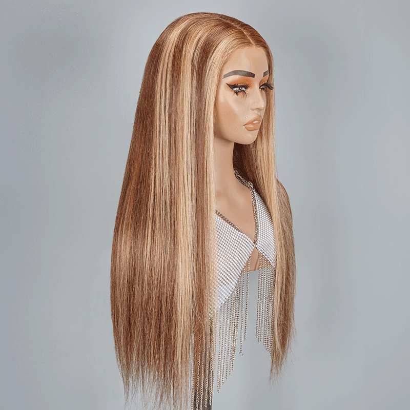 7x5 Glueless Blonde Highlight Perruque Sans Colle Straight Cheveux Humains - SHINE HAIR