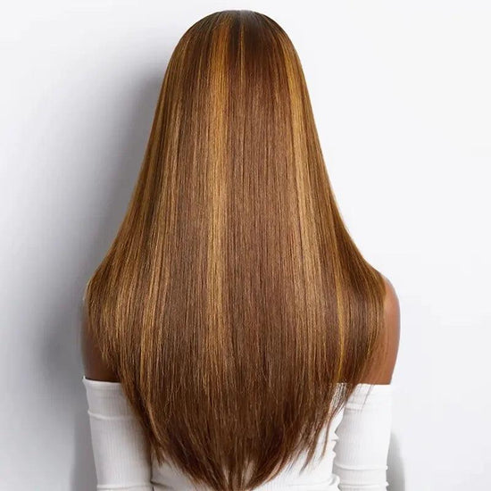 7x5 Glueless Coupe Superposée Couleur #4/27 Highlight Perruque Sans Colle Straight - SHINE HAIR