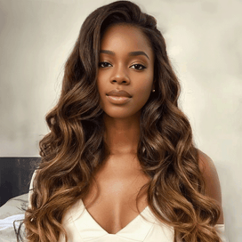 7x5 Glueless Ombre Marron Prépliés Perruque Sans Colle Loose Body Wave - SHINE HAIR