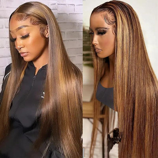7x5 Glueless Perruque Sans Colle Couleur Mélangé #4/27 Straight Cheveux Humains - SHINE HAIR