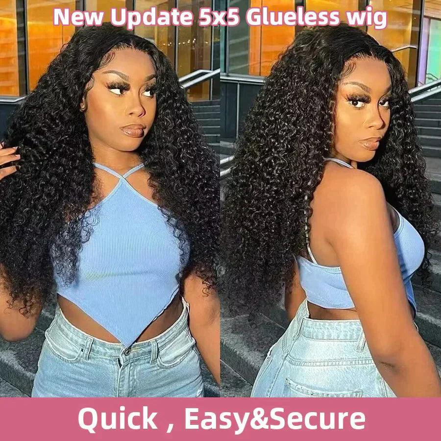 7x5 Glueless Perruque Sans Colle Wear Go Cheveux Humains Bouclés - SHINE HAIR