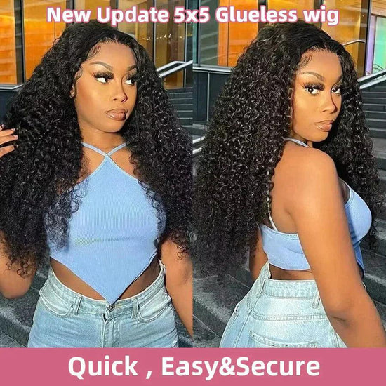 7X5 Glueless Perruque Sans Colle Wear Go Cheveux Humains Brésilien Deep Wave - SHINE HAIR