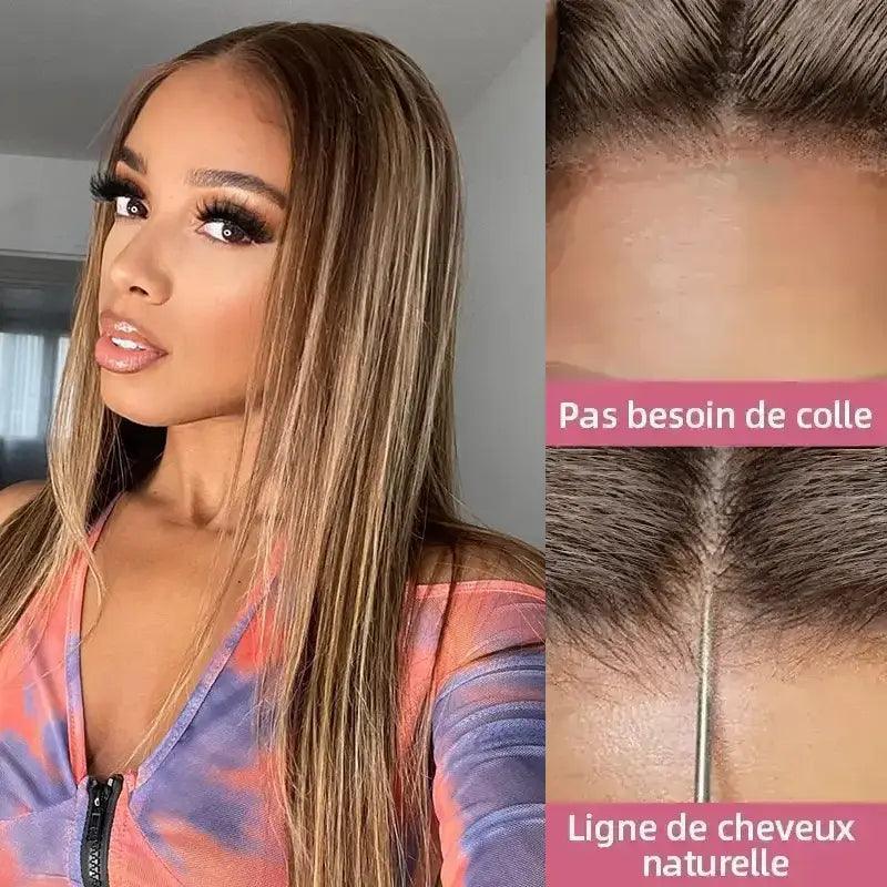 7x5 Glueless Populaire Couleur Highlight #4/27 Perruque Sans Colle Straight - SHINE HAIR