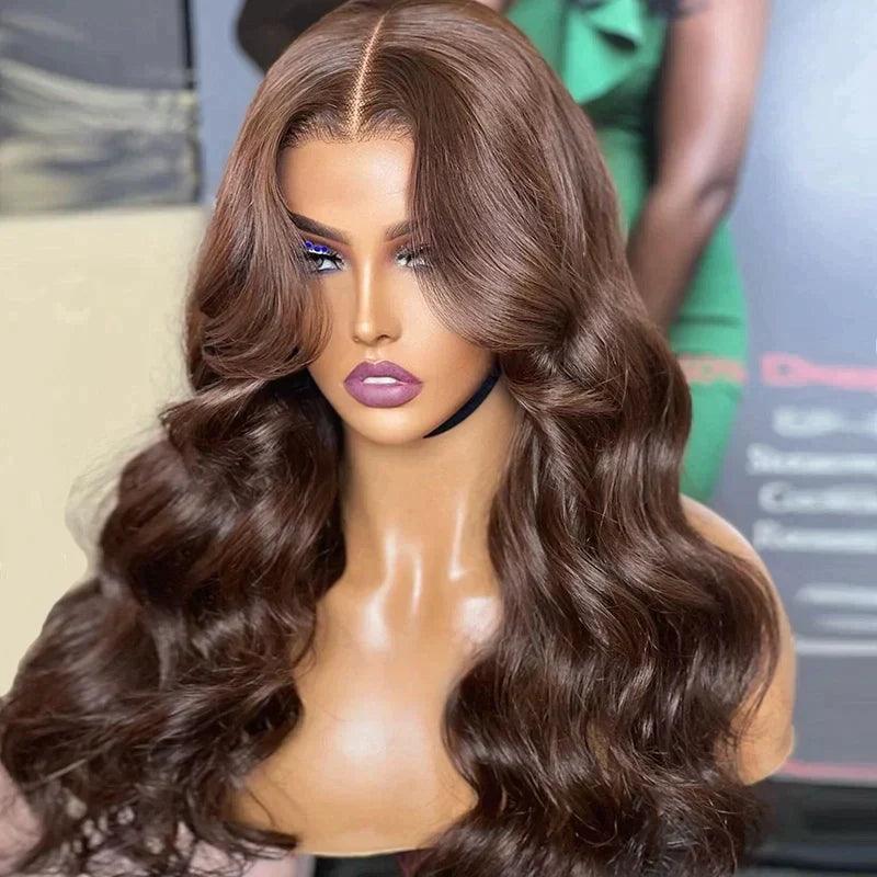 7x5 Perruque Sans Colle Couleur Brun Chocolat Body Wave Perruques Cheveux Humains - SHINE HAIR