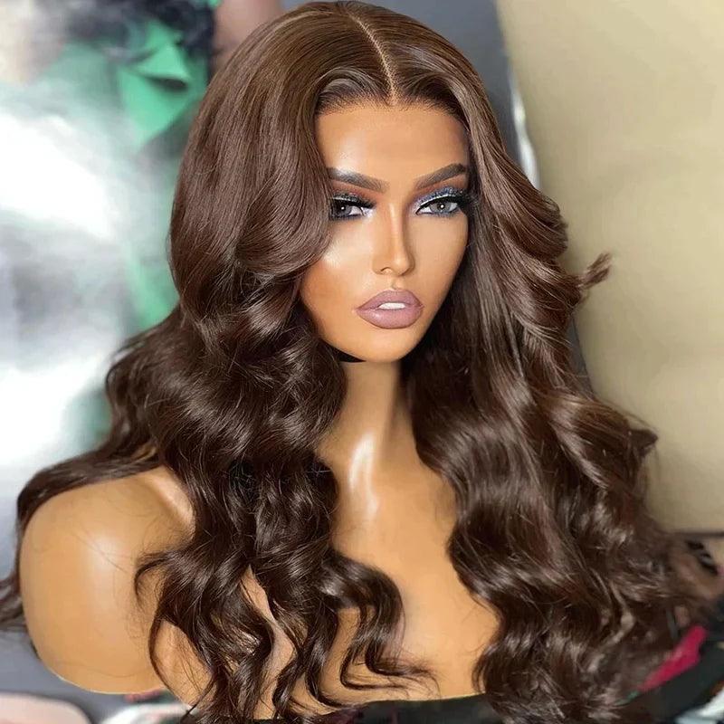 7x5 Perruque Sans Colle Couleur Brun Chocolat Body Wave Perruques Cheveux Humains - SHINE HAIR