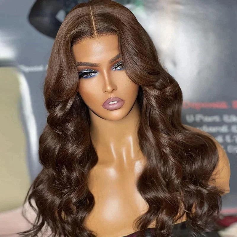 7x5 Perruque Sans Colle Couleur Brun Chocolat Body Wave Perruques Cheveux Humains - SHINE HAIR