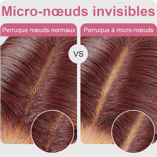 7x5 Perruque Sans Colle Couleur Brun-rouge La Plus Chaude Micro-nœuds Glueless Lisse - SHINE HAIR