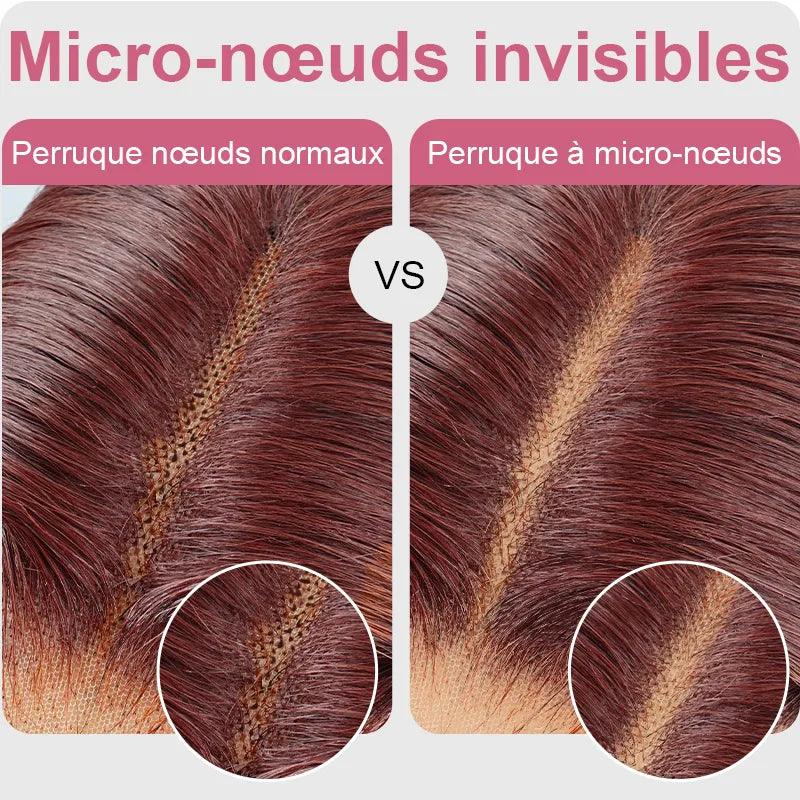 7x5 Perruque Sans Colle Couleur Brun-rouge La Plus Chaude Micro-nœuds Glueless Lisse - SHINE HAIR