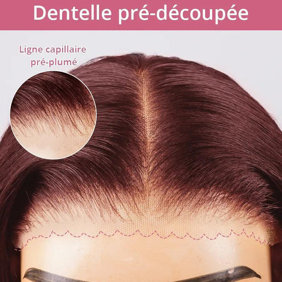 7x5 Perruque Sans Colle Couleur Brun-rouge La Plus Chaude Micro-nœuds Glueless Lisse - SHINE HAIR