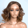 Boss Mature Ondulé Couleur Marron Ombre Bob 4x4 Dentelle Minimaliste Perruque Cheveux Humains