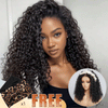 🔥4 In 1 Half Wig Deep Curly/Yaki straight Demi-Perruque À Cordon Serrage Flexi-Fit 250% Densité