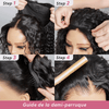 4 In 1 Half Wig Deep Curly/Yaki straight Demi-Perruqu À Cordon Serrage Flexi-Fit 250% Densité