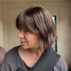 𝙋𝙧𝙚́𝙘𝙤𝙢𝙢𝙖𝙣𝙙𝙚 Perruque 3x1 Bob Lisse avec Frange 100% Cheveux Humains Brun Naturel Style Élégant