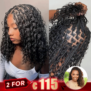 2 𝑭𝑶𝑹 €115🔥 Deux Styles À La Fois Perruque Tressée Bohème En Dentelle Intégrale Synthétique 300% Densité