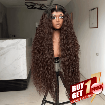 𝑩𝒖𝒚 1 𝑮𝒆𝒕 1 𝑭𝒓𝒆𝒆💥Glueless Rebondissement Bouclé Couleur Ombre Brun 5x5 Perruque Sans Colle 300% Densité