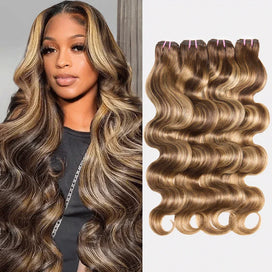 Extensions Couleur 4-27 Higlight Balayage Tissage Cheveux Brésilien Body Wave
