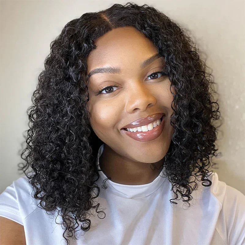 Chic Sans Ondes Romaines Effort Perruque 5x5 13x4 Glueless Water Wave Avec Raie au Milieu Short Wig