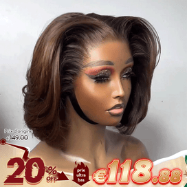 Glueless Sans Nœuds Couleur Chocolat Noir 13x4 Perruque Bob Sans Colle Cheveux Humains