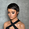 Perruque Full Lace Pixie 100% Cheveux Humains Frange Effilée Naturelle