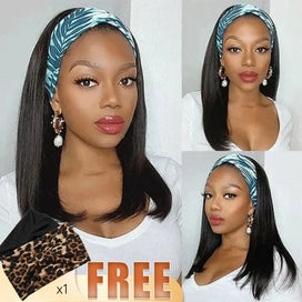 Brazilian Straight 200% Density Human Hair Wig Headband